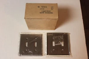 Arrow Hart/Cooper 2 Gang Toggle Wallplate Stainless Steel - Picture 1 of 1