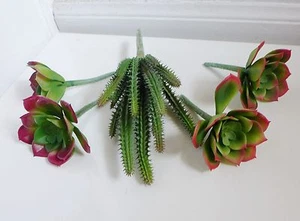 Artificial Cactus Column Two Colors Lotus Succulents Plants 5 Pcs - Picture 1 of 3
