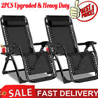 2PCS Zero Gravity Reclining Chair Garden Sun Lounger Folding In/Outdoor Recliner