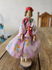 Vintage Tarahumara Native American Indian Wood Carved Doll Arizona Mexico Wooden - Picture 1 of 13