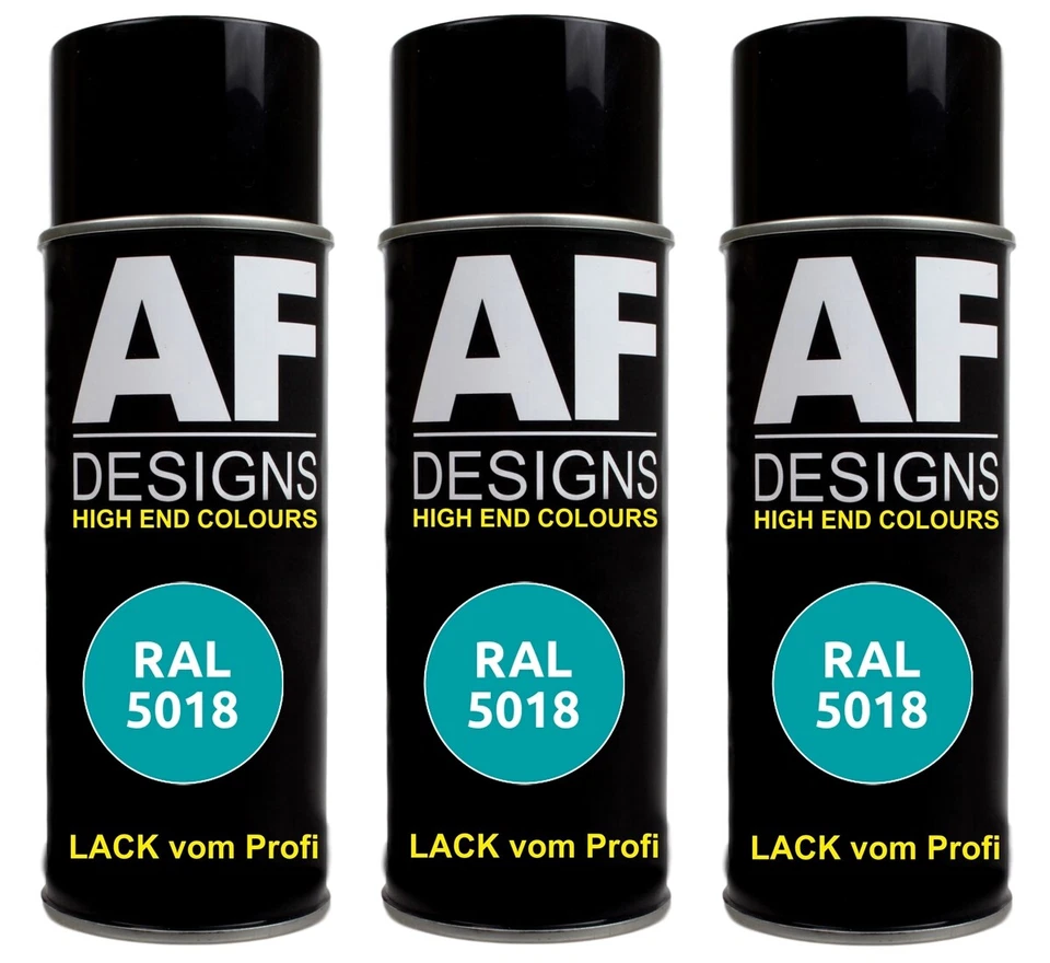 3x RAL Lackspray Buntlack Sprühdose Spraydose RAL5018 TUERKISBLAU glänzend matt - Bild 1 von 1