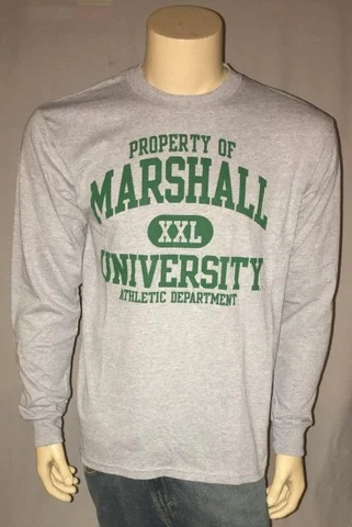 Marshall University T Shirt Adults Medium Thundering Herd NCAA Long Sleeve Gray Cover