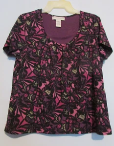 Camisa para mujer Sag Harbor negra/púrpura talla pequeña ¡¡EXCELENTE ESTADO USADA!!! - Imagen 1 de 3