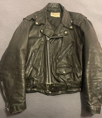 Chaqueta engrasadora vintage excelente talla 48 R cuero negro Brando motociclista Foto 1 de 4