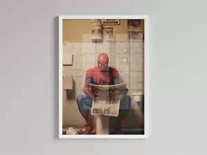 Impresión cómica de superhéroe Spider Man Marvel baño en el inodoro baño divertido - Imagen 1 de 1