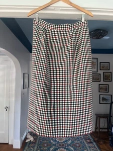 vintage Carlisle red ivory navy wool skirt - Picture 1 of 4