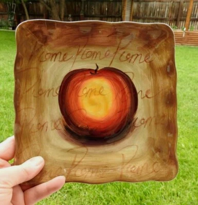 Fruition by Tabletops Unlimited Square 8 3/4" Salad Plate Words Scalloped Apple - Image 1 of 4