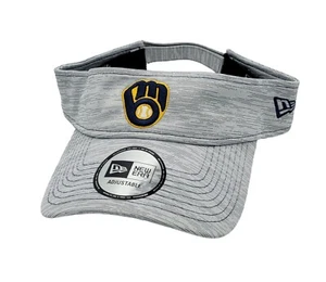 Milwaukee Brewers New Era Performance Team Logo Strapback Gray Visor Hat Cap NEW - Picture 1 of 7