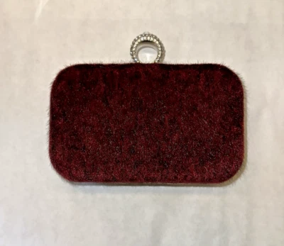 Bolso sin asas de piel sintética con soporte de anillo de diamantes de imitación (talla 9) Borgoña SIN CORREA vacaciones/novia Foto 1 de 4