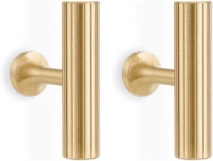 pcs Solid Brass Gold Cabinet Pulls Pulls, 2-Inch Total Single Hole T Bar 4 - Picture 1 of 3