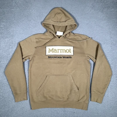 Sudadera con Capucha Marmot Para Hombres Pequeña Marrón Polar Sudadera Informal Elastizada Pullover Logo Foto 1 de 4