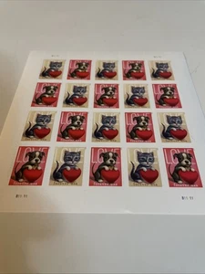Hoja de 20 estampillas de amor para siempre de perro y gato de USPS - Imagen 1 de 2