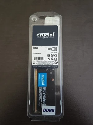 Crucial 16GB (1x16GB) DDR5-4800 UDIMM Desktop Memory (CT16G48C40U5) - NEW - Image 1 of 2