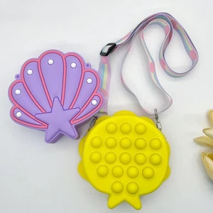 Shell Shaped Silicone Purse Squeeze Toy Coin Bag New Shoulder Bag Kids - Picture 1 of 12
