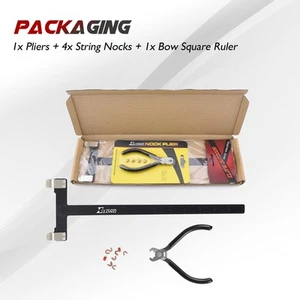 Archery Nock Pliers Set + 4 String Nocking Points + Bow T Square Black - Picture 1 of 9