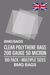 100 Clear Polythene Bags 300G Heavy Duty LDPE Plastic Packaging Strong Durable - Picture 1 of 8