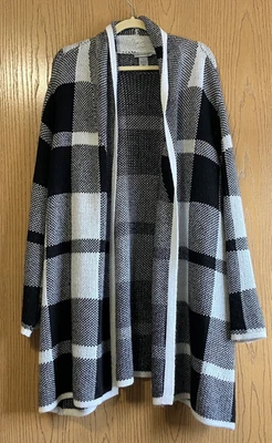Cárdigan suéter Country Village negro blanco Catherines para mujer talla grande 3X Foto 1 de 4