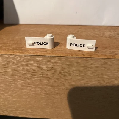 Vintage Lego White 1x3 Door Police Print Pair Vehicle Car Station 3821 3822 - Image 1 of 3