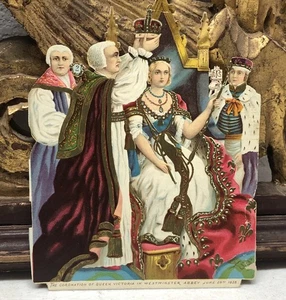 Incoronazione vittoriana fustellata della regina Vittoria di Raffaello Tuck L4 - Foto 1 di 6