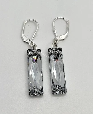 Pendientes Baguette Reina Luz Argent Cometa Cristal Swarovski Plata Esterlina m/w Foto 1 de 3