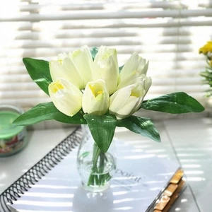 Enova Home Artificial Silk Tulips Fake Flowers Centerpiece - Picture 1 of 20