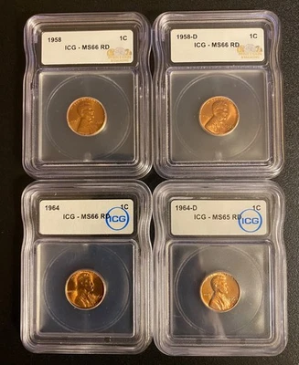 Mixed Lot of ICG graded United States Small Cents - Image 1 of 2