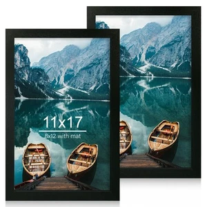 Hongkee 11x17 Frame Set of 2, Rustic Black Wood Style - Display 11 x 17 Poste... - Picture 1 of 7