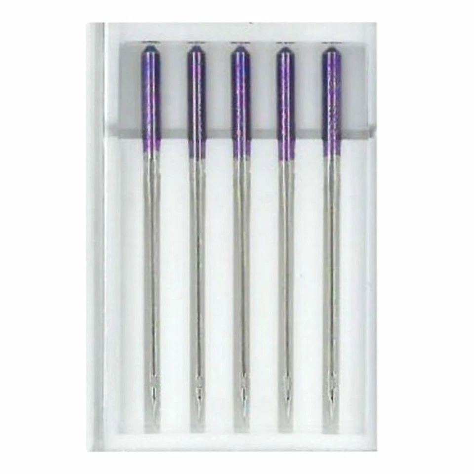 Paquete de 5 agujas Janome punta púrpura #859438007 para máquinas de coser domésticas Foto 1 de 1