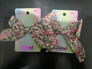 Scunci Women's Floral Printed 2 Count, Bow Snap Clip NEW FREE SHIPPING - Picture 1 of 2