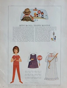 Betsy McCall Traffic Monitor-Crossing Guard Vintage 1964 Paper Dolls - Picture 1 of 1