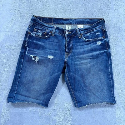 VTG Lucky Brand Dungarees Denim Shorts Women 8/29 CUT OFF Distressed Blue - Image 1 of 4