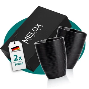 MELOX - 2er Set Latte Macchiato Tassen 300ml Porzellan Schwarz & Grau dickwandig - Bild 1 von 12