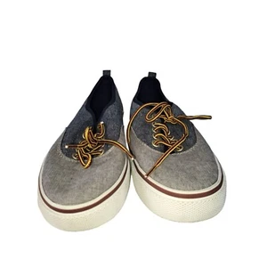 Old Navy Size 1 Chambray Blue Canvas Lace Up Boat Shoes - Picture 1 of 7