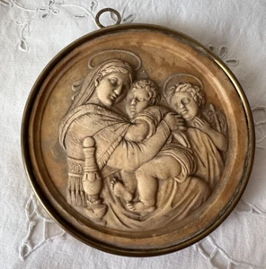 Tondo Napoleone III - scultura in caolino - arte sacra- Madonna della Seggiola - Foto 1 di 6