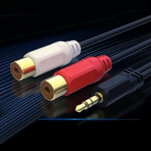 3.5mm Stereo Male Jack To 2 RCA Female Plug Adapter Headphone Y Audio Cable - Picture 1 of 2