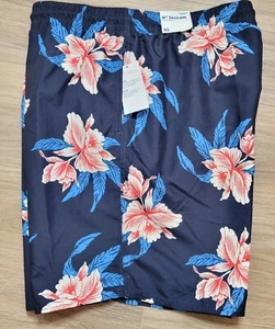 Old Navy Swim Trunks Mens XL Blue Floral 8" Inseam New - Picture 1 of 6