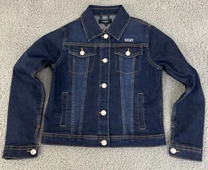 DKNY Denim Blue Jean Jacket Size L Juniors New - Picture 1 of 8
