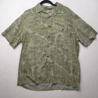 Campia Moda Aloha Hawaiian Shirt Green Beige Large Palm Tree Floral - Image 1 of 2