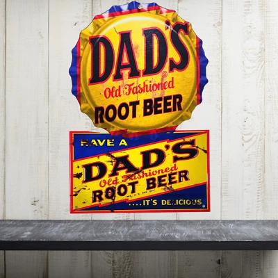 Vintage Style DADS ROOT BEER SODA Metal Advertising Sign Man cave Bar Pub decor - Image 1 of 2
