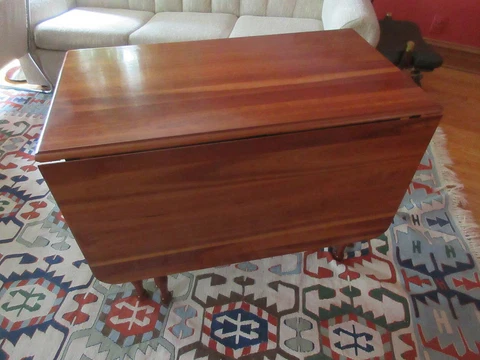 Vtg. Solid Cherry Drop Leaf Table, Well Made in U.S.A., High Quality, Sturdy Cover