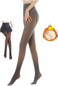 NEW Flawless Legs Fake Translucent Fleece Lined Pantyhose Stretchy Black - Picture 1 of 5