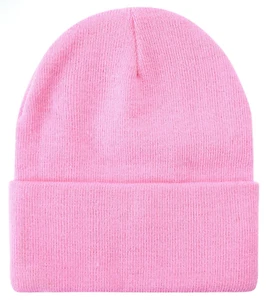 Beanie Plain Cuffed Cuff Solid Knit Winter Cap Hat Ski Men Woman Headwear Hats - Picture 1 of 23