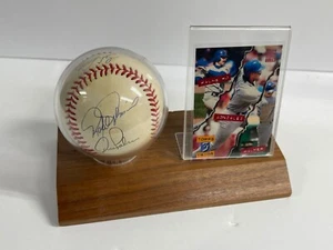 Palmeiro, Gonzalez, Palmer Autographed Baseball with Topps Stadium Trio Card - Picture 1 of 5