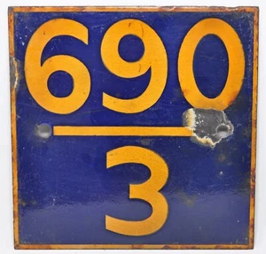 Vintage Iron Enamel Porcelain Railway Numbers Signboard Original Old Hand Crafte - Picture 1 of 5