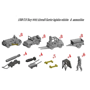 1:200 3D print USN Aircraft carrier Flight deck crew/vehicles/ammunition YZ20011 - Picture 1 of 10