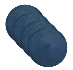 Food Network 15" Fine Woven Round Placemat Set of 4 Dining Table Mat Decor Blue - Picture 1 of 1