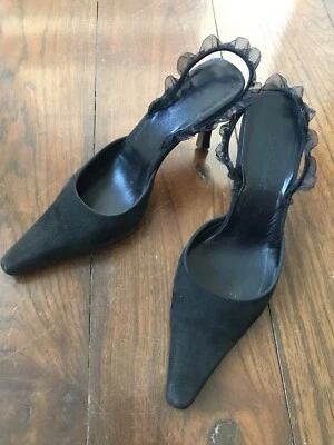 L.K. Bennett Mujeres Negro Gamuza Zapatos con Cordones Punta Tacones Altos EU 37 US 6.5 Foto 1 de 4