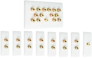 7.1 Speaker Audio Wall Face Plate kit - Slimline - White - NO SOLDERING REQUIRED - Picture 1 of 8