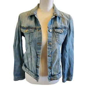 Zara Denim Jacket Blue Size Small Medium Jean Jacket Classic Basic - Picture 1 of 11