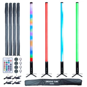 DJ Stage Party LED Tube Effect Accent Lights 4-Pack w Travel Cases & Remote - Picture 1 of 12
